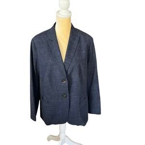 Bogner Womens Blue Blazer Jacket US Size 16 Cotton Wool Chambray
